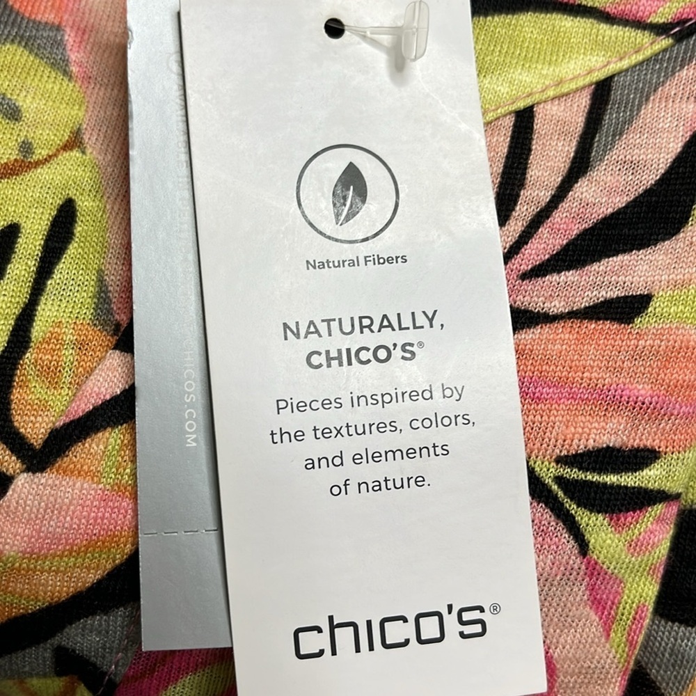 Chico's knit top oasis linen split neck pink shell long sleeve top NWT - Picture 12 of 13